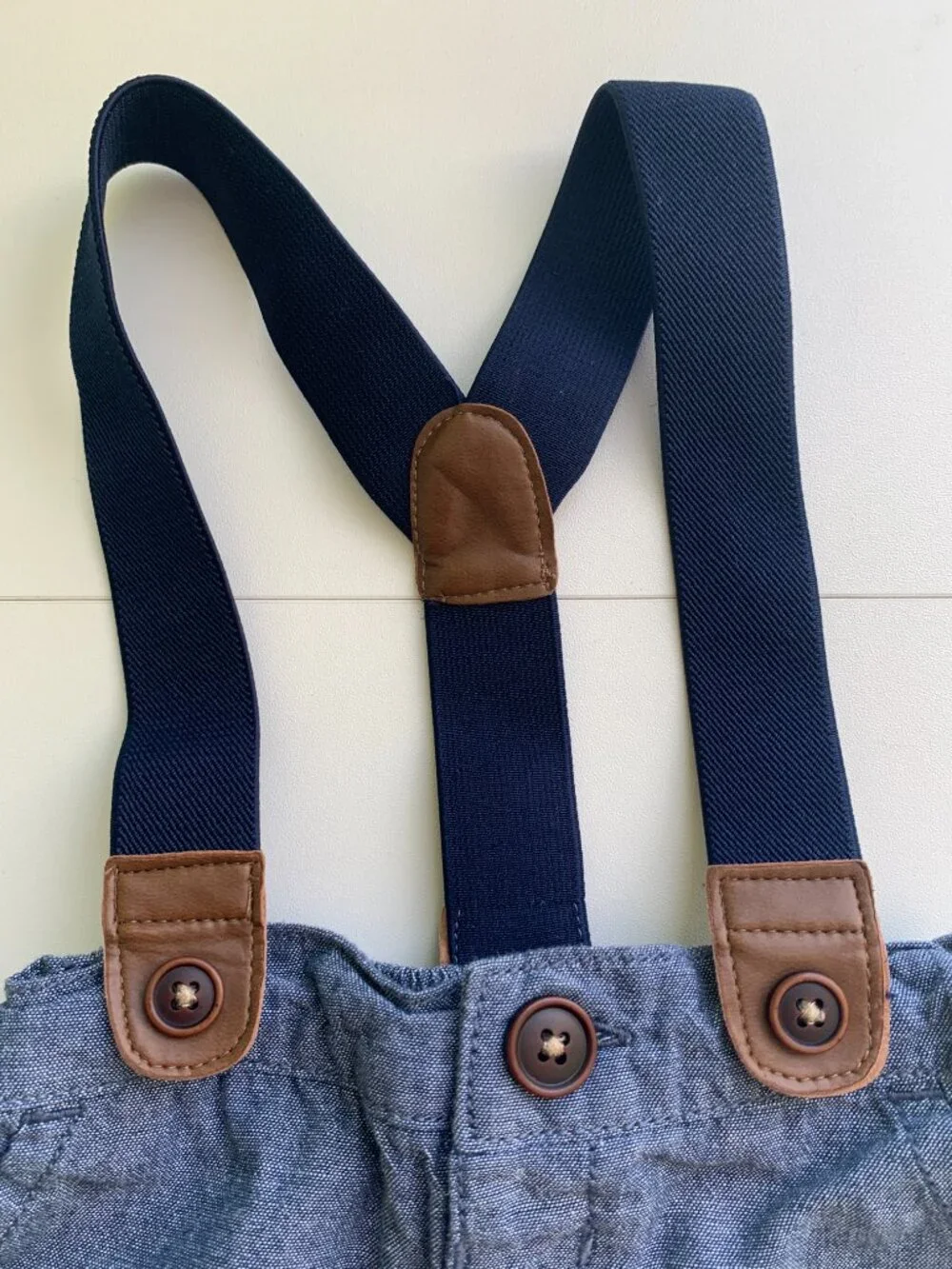 Gymboree Boy Seersucker Blue Stripe Short Suspender Overall Size 0-3 months